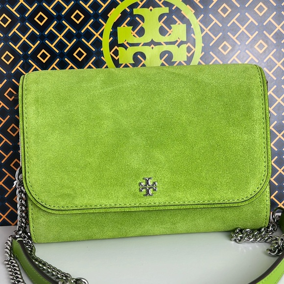NWT Tory Burch Suede Chain Wallet - Picture 4 of 14
